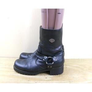 Harley Davidson Boots 9.5 Black Leather Ashby Harness Mid Calf Engineer Biker